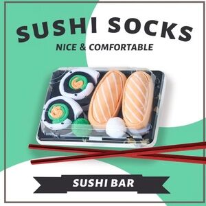 Sushi Socks Set - Green, Orange, White, 3 pair, NEW